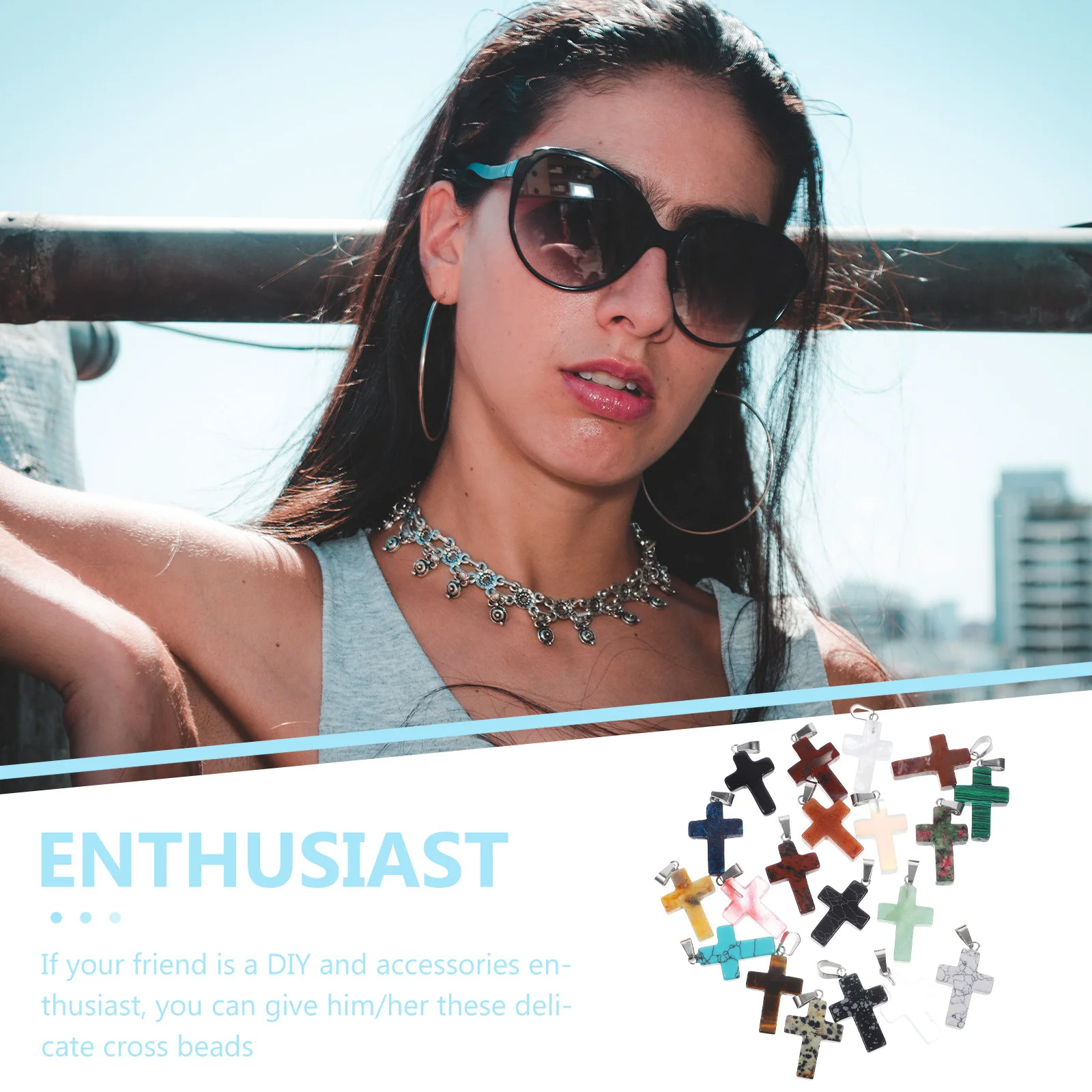 

20 шт., браслет с подвеской из драгоценных камней, натуральный камень, крестики, бусины для изготовления ювелирных изделий, сделай сам, ремесло, разделительные бусины, принадлежности для рукоделия