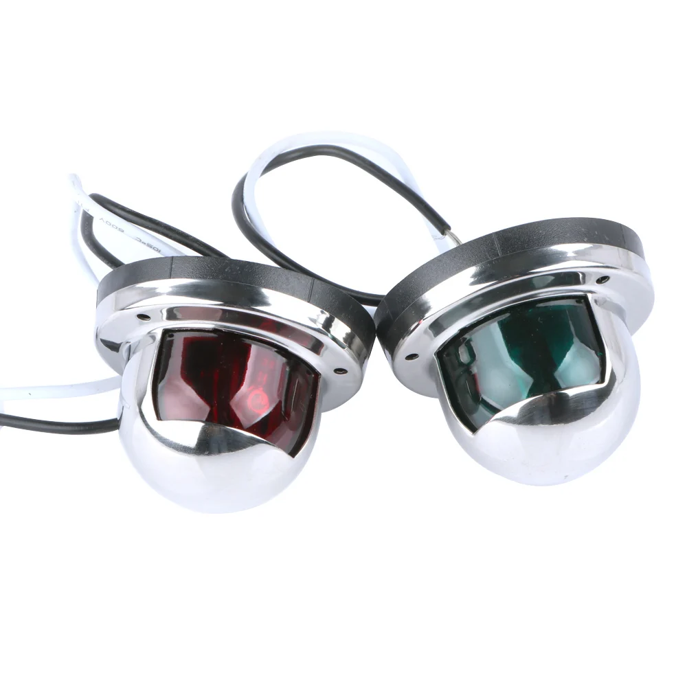 Marine LED Navigation Lights, Red and Green, Sailing Lamp, Warning Signal Light, Stainless Steel,  Boat, Yacht, 12V, 2Pcs
