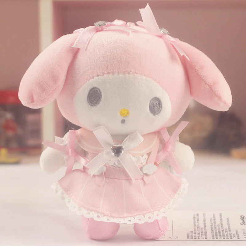 Sanrio Lolita Plush Maid Keychain, Llavero, My Melody, Cinnamoroll, ornamentos bonitos, acessórios do saco, presente bonito do Natal