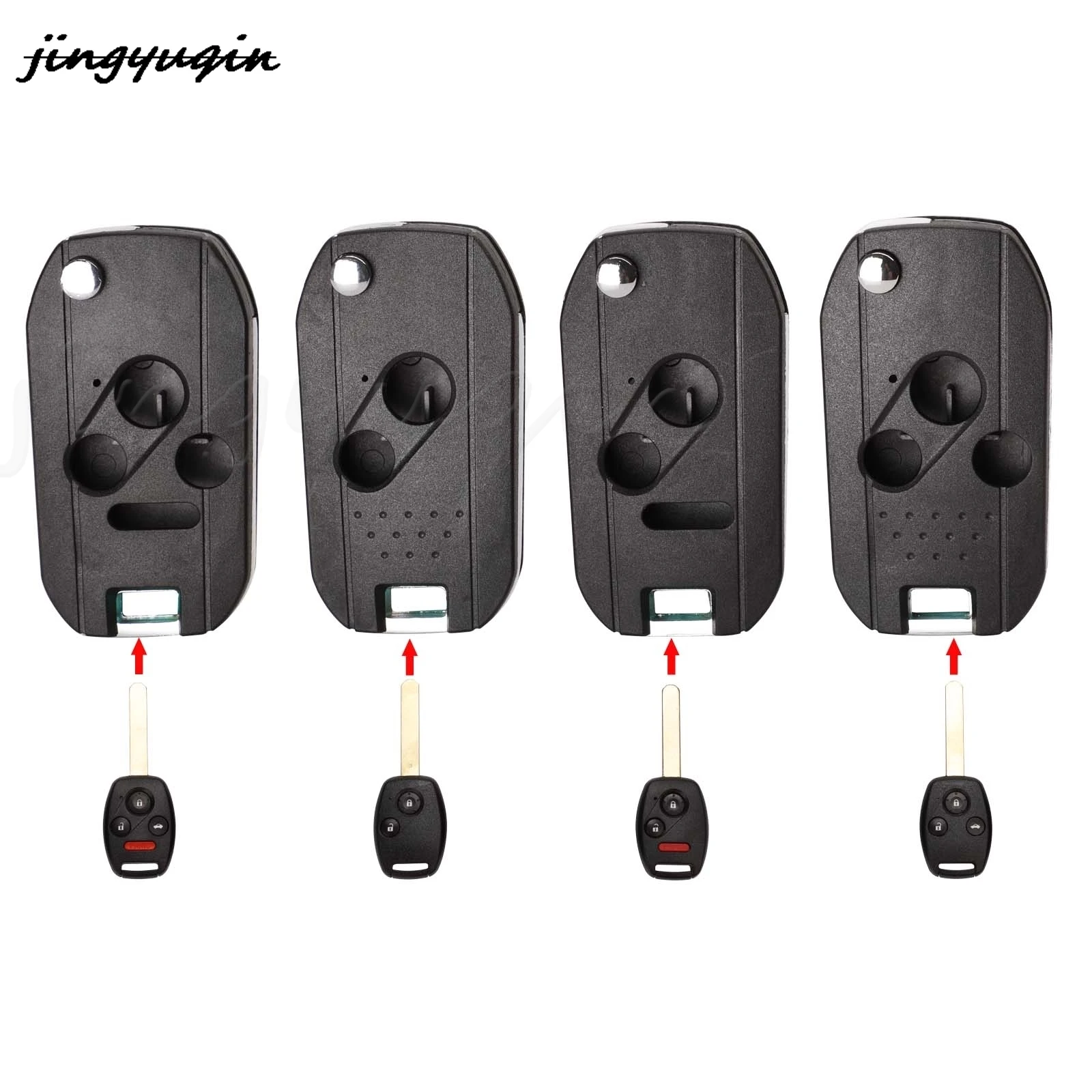 

jingyuqin 2/3/4 Buttons Replacement Flip Folding Remote Car Key Shell Case For Honda Odyssey Rigeline Accord CRV Civic