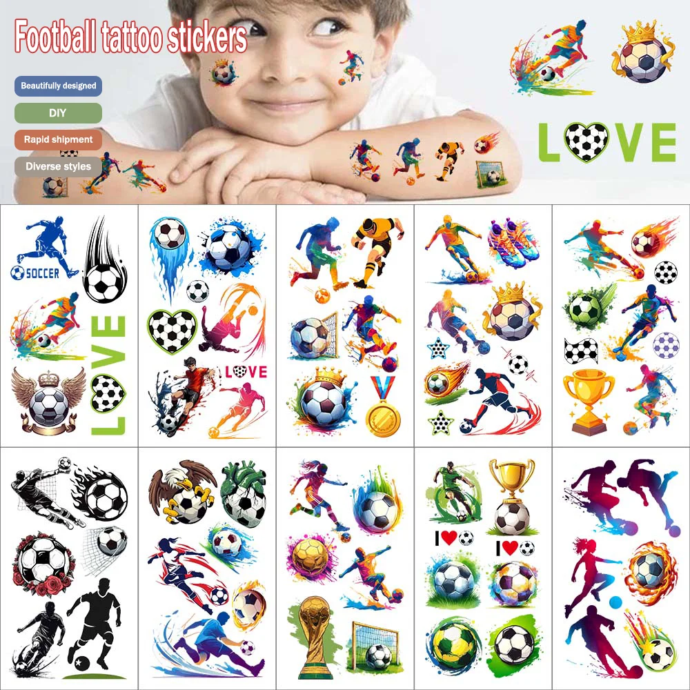 

10pcs/set Football Tattoo Stickers Disposable tattoo stickers for localized body decoration