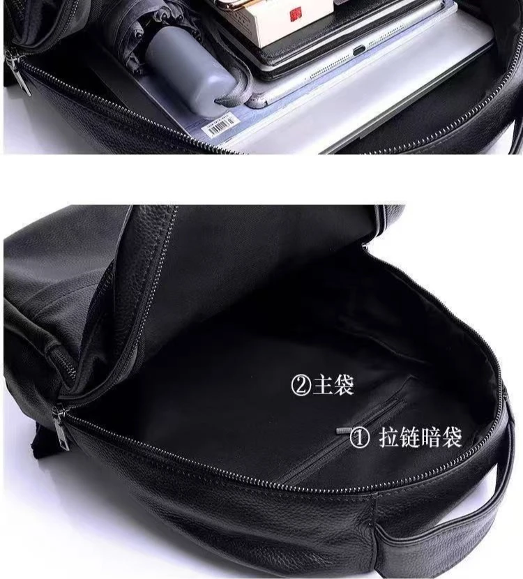 New Business Men Backpacks First Layer Cowhide Men Bag Genuine Leather Schoolbag Large 15.6 Inch Laptop Travel Business Backpack