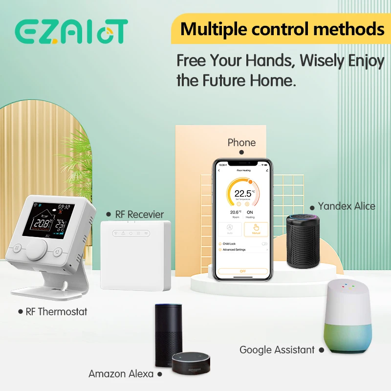 Tuya Smart Wireless Thermostat and Receiver for Boiler WiFi Programmable Room Heating Temperature Remote Controller Voice Google