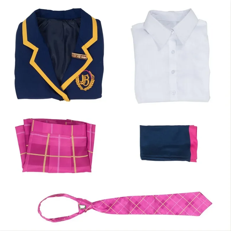 FC6Game Overwatch D.Va Cosplay Costume School Uniform Suit For Women Full Set Coat Shirt Skirt Socks Tie Halloween Carnival@FC8！