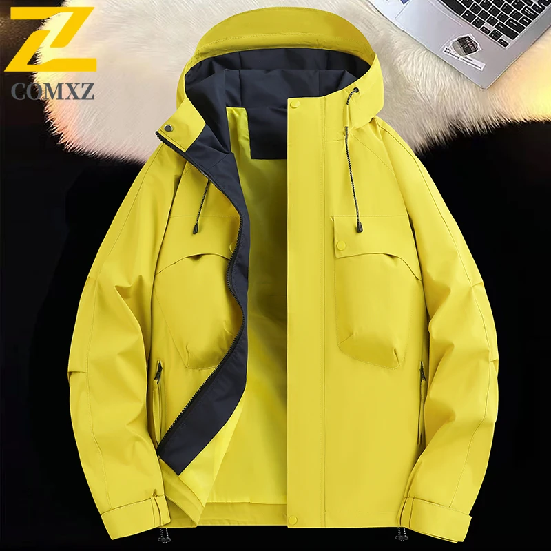

Jacket Men's Outdoor Windproof Waterproof Hiking Trekking Sports Coat with Hood Lightweight Breathable Adventure Camping Coats
