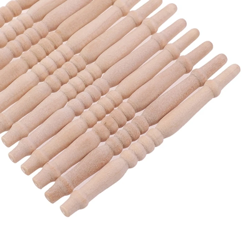 12Pcs/lot 1:12 Dollhouse Miniature Wood Stair Railing DIY Model Accessories