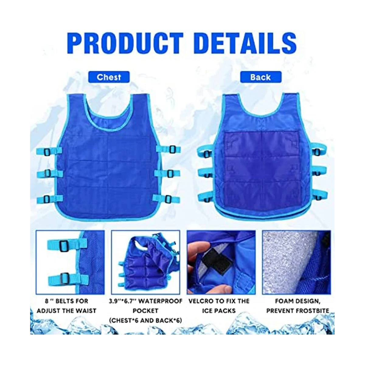 2 Pcs Cooling Vest With 48 Pcs Ice Pack Adjustable Ice Vest for Men Women Hot Weather Working Running Fishing Cycling