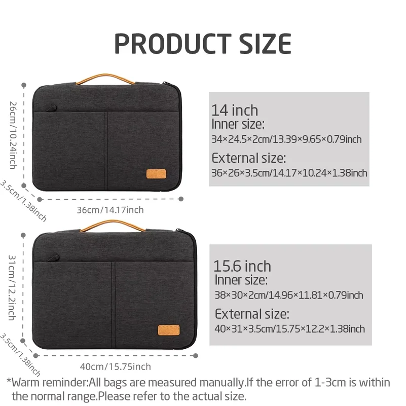 Laptop Sleeve bag 14 15.6 Inch Notebook Pouch For Macbook HP Dell Acer Shockproof Computer Briefcase Travel Business Men Case