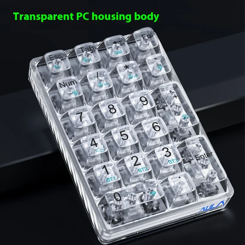 Imagem -03 - Teclado Numérico Transparente Modo Rgb Mini Teclado Hot Plug Mecânica Escritório Presente Chave 21 Aula-f21