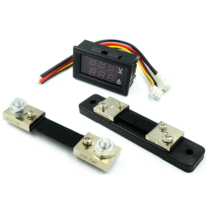 1~50Pcs DC 0-100V1A 10A 50A 100A LED DC Dual Display Digital Current Voltmeter Digital Head