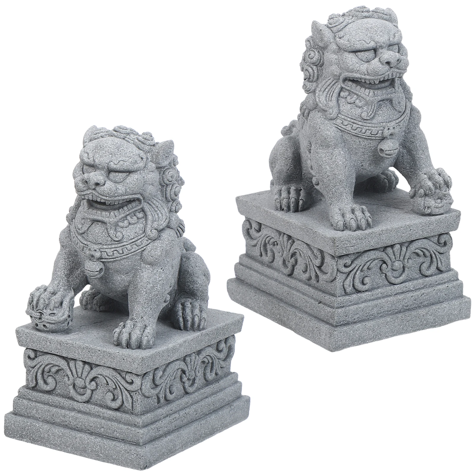 

2 шт. миниатюрные скульптуры китайских львов, реалистичные статуэтки-хранители для сада, декора бонсай, азиатские каменные украшения для дома и офиса