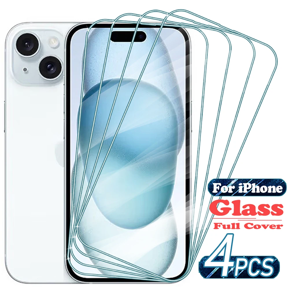 1/4Pcs HD Screen Protector Tempered Glass for IPhone 15 Pro Max 15Pro Protective Glass for iPhone 15 Plus Protective Glass Film