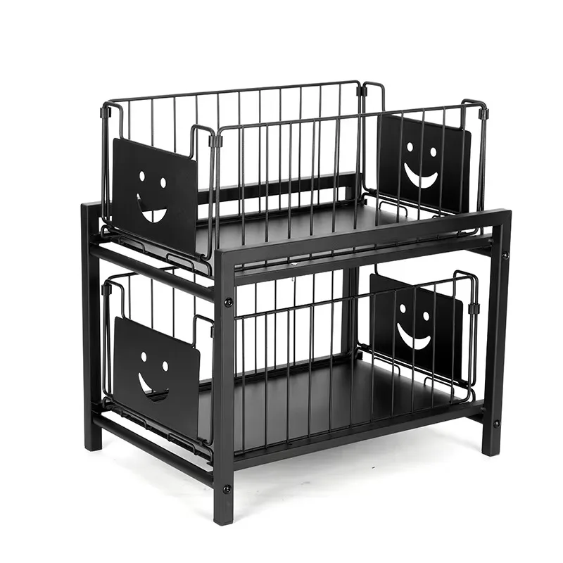 Custom Under Sink Organizer 2 Tier Multi-functional Metal Drawer Organziers Kitchen Storage Rack for Sliding Cabinets