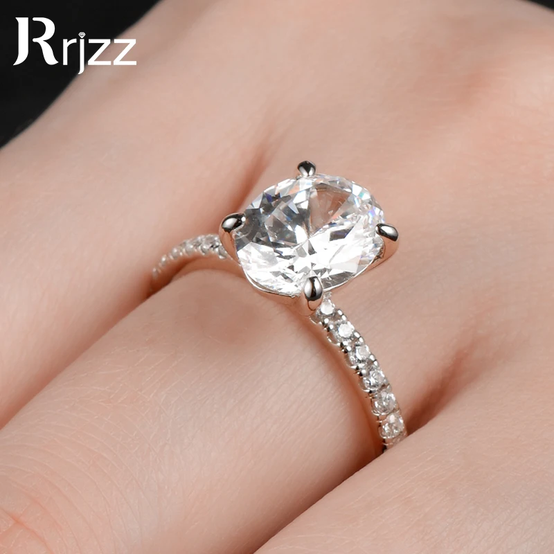 

Rrjzz Exquisite 3CT Solitaire Moissanite Diamond Engagement Ring Classic 925 Sterling Silver Women Wedding Ring Marriage Jewelry
