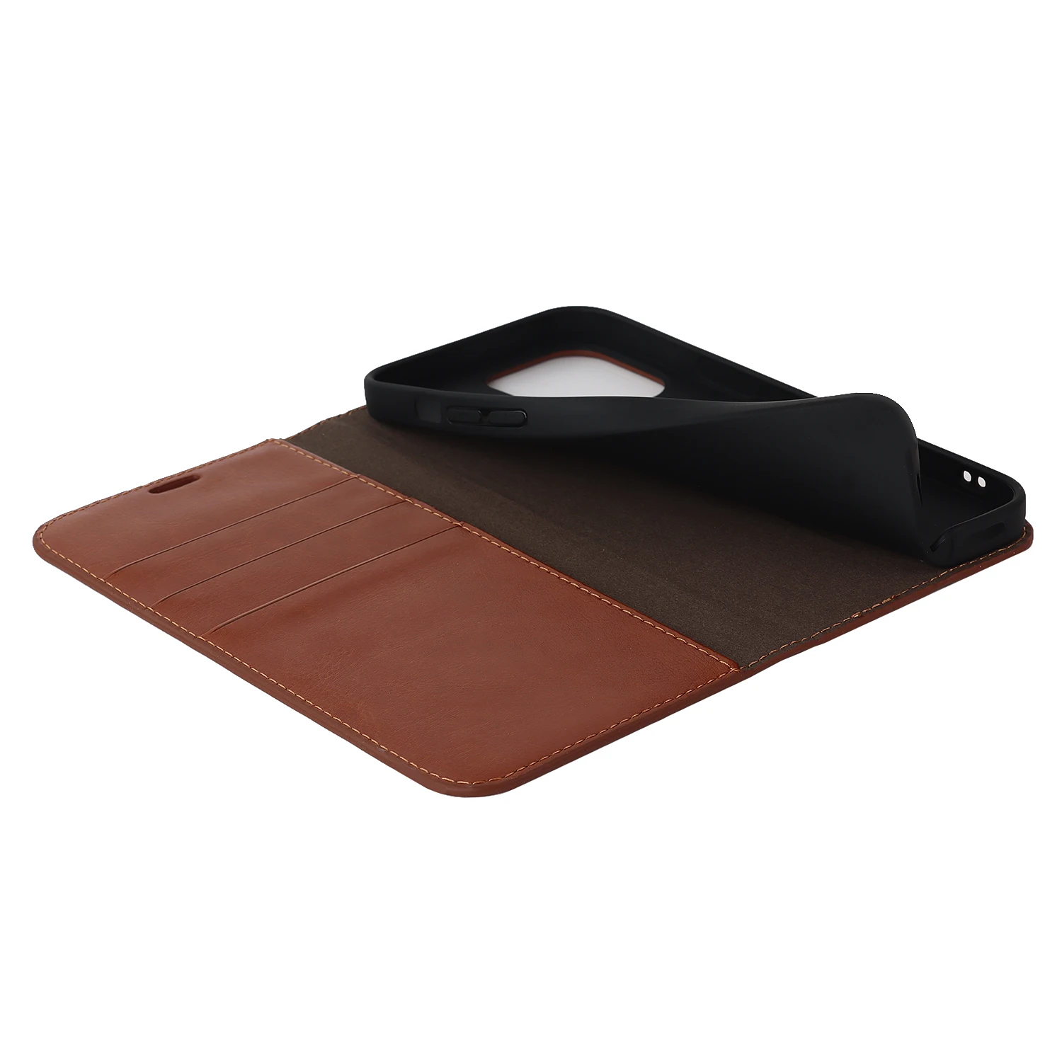 for iPhone 14 Pro Max Vintage Wallet Genuine Leather Wallet Phone Case Real Leather 3 Card Holder Flip Folio Cover /w Card Slot