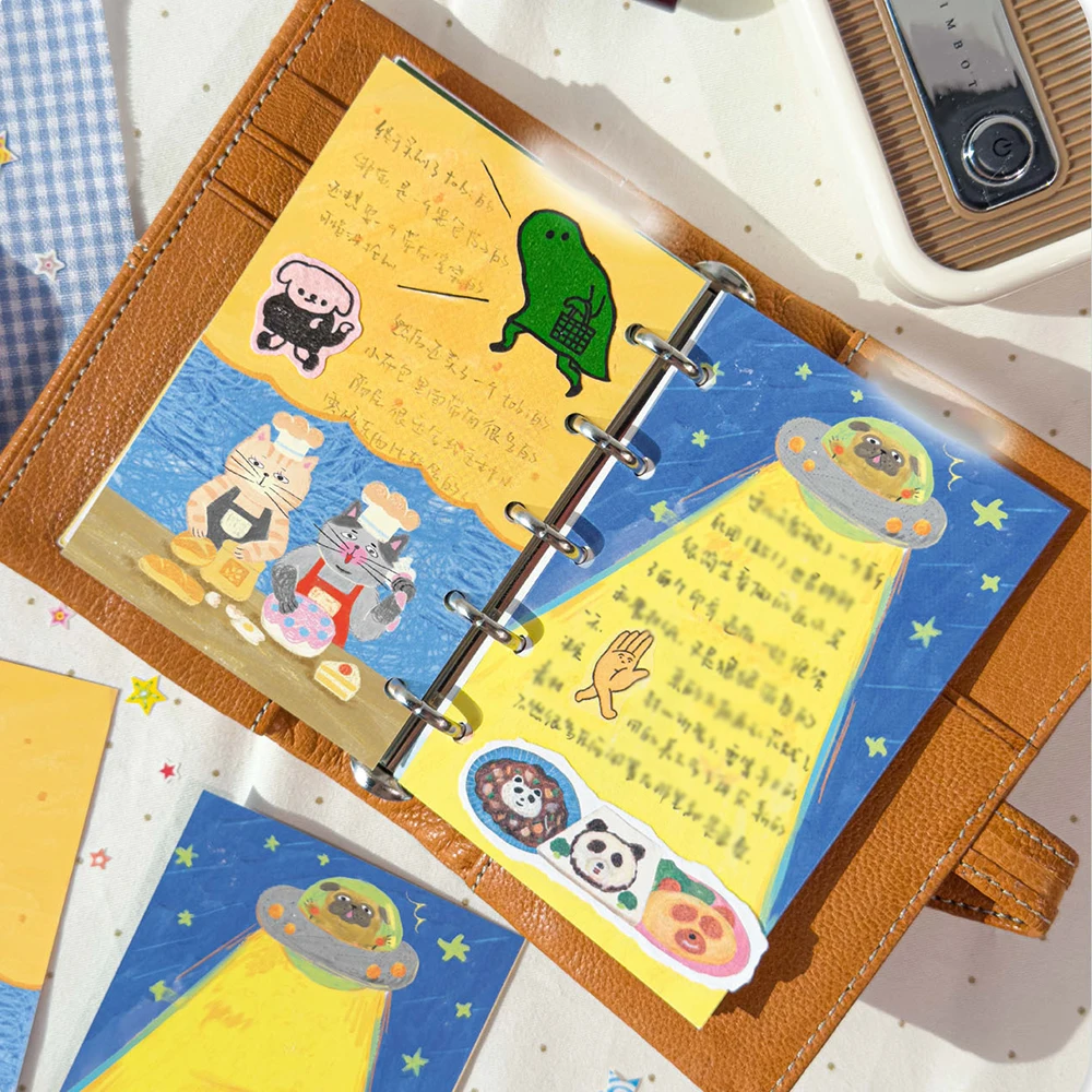 20 Sheets Fantasia M5 Interior Page Japanese Hand Drawn Basic Hand Account Collage Material, Students Can Tear Off Notes