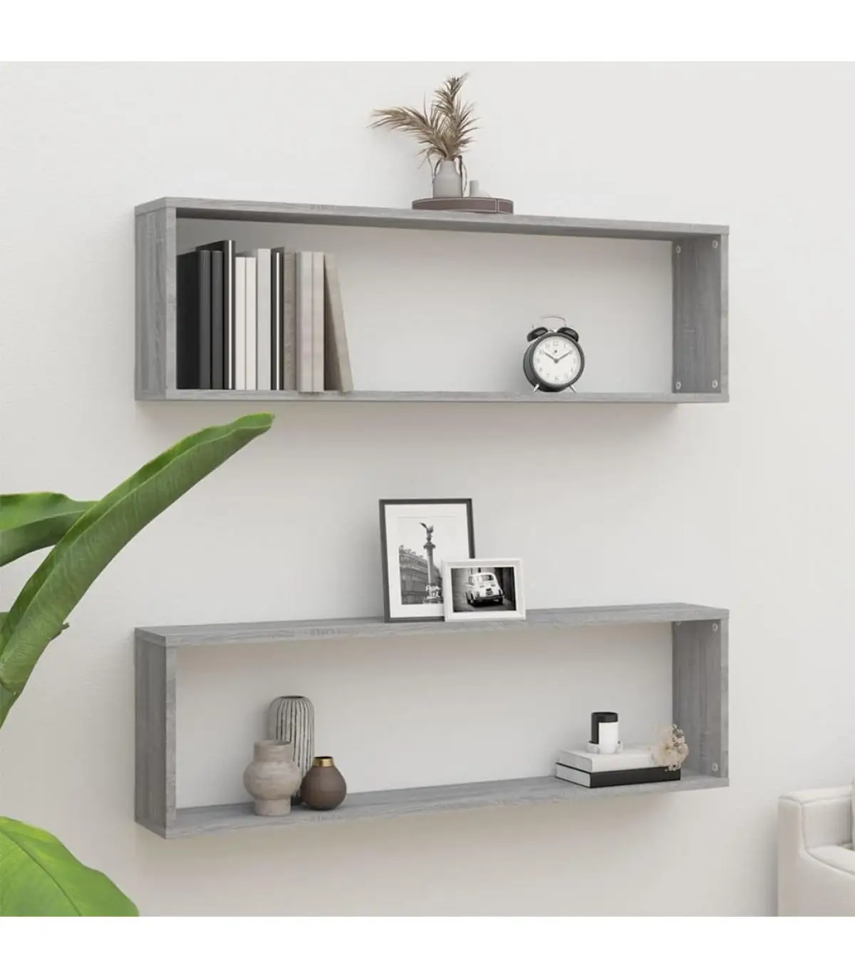 Shelves and Shelves Shelf Cube Wall 2 Pins Sonoma Gray Plywood 100x15x30 cm