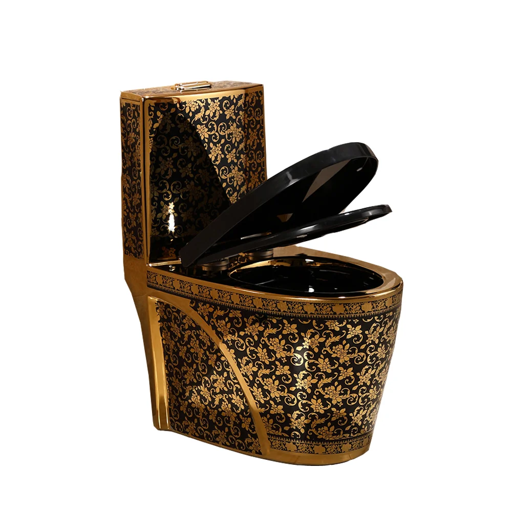 Fancy Gold Plated Wc Ceramic Toilet and Sink Set Bathroom Luxury De Inodoro Seramica Toilet Bowl Set