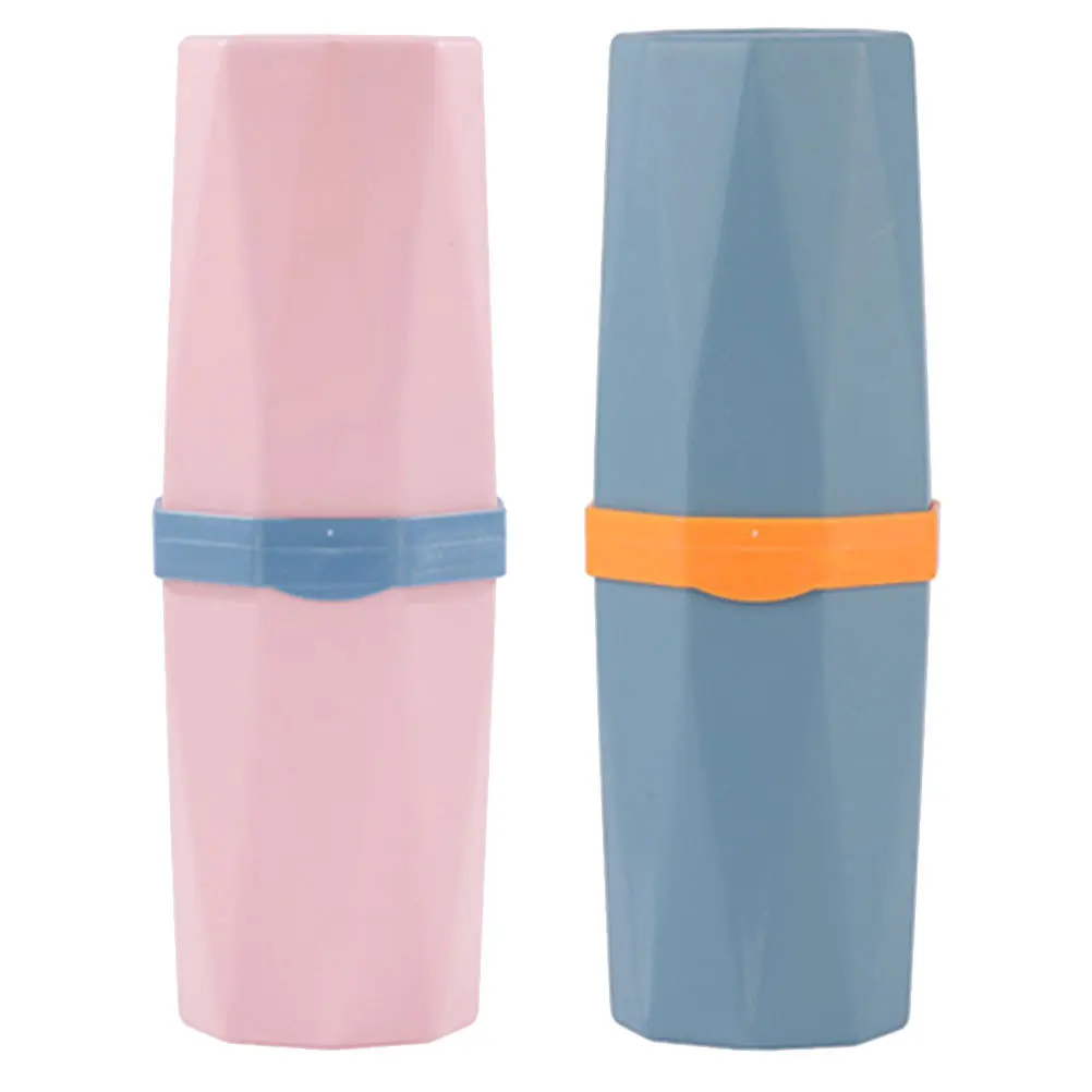 

2Pcs Toothbrush Cups Set with Lid Used As Mouthwash Cup Lightweight Travel Storage Holder for Camping Business Trip Hotel