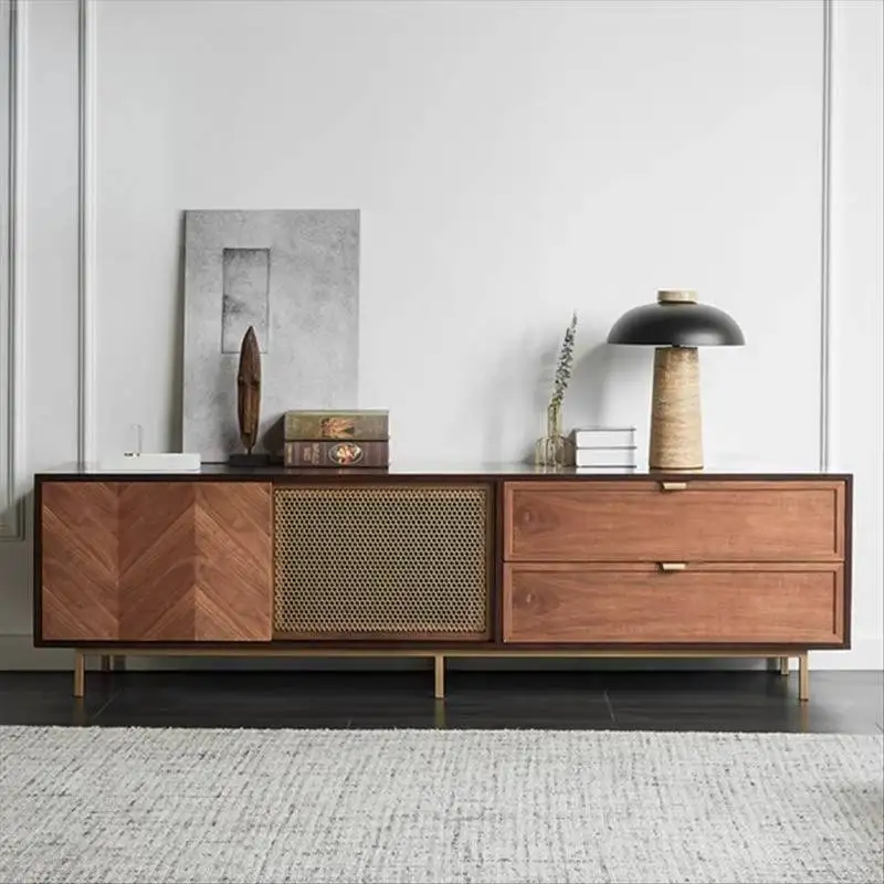 

Design Chinese Tv Cabinet Drawers Brown Wood Living Room Storage Tv Cabinet Mid Century Vintage Fernseherschrank Furniture Home