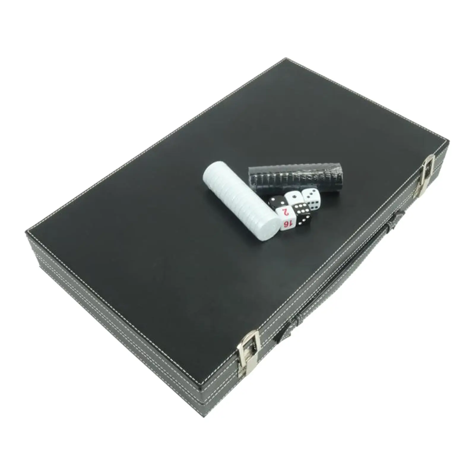 Premium 15 Inch Folding Backgammon Set PU Leather Case Portable Travel Board