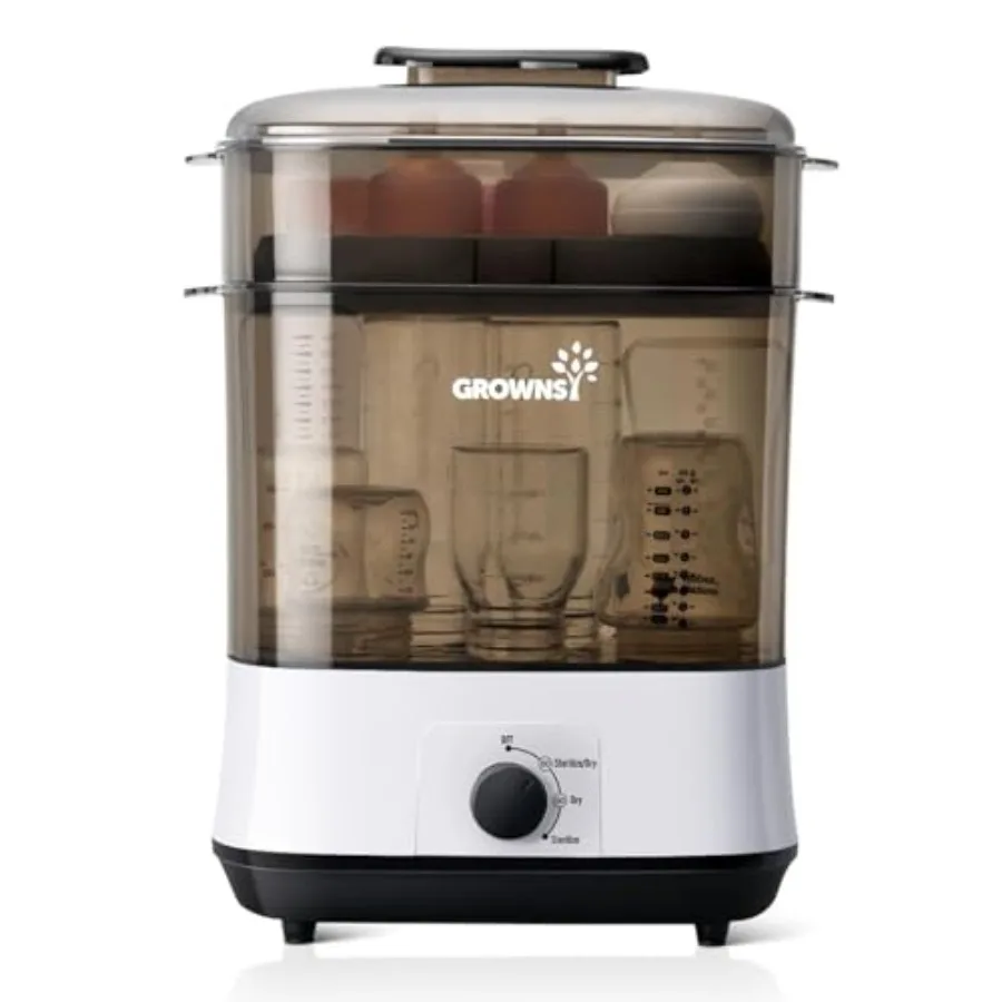 

Grownsy Adjustable 4 in 1 Large Bottle Sterilizer and Dryer 8 Bottles Capacity Electric Steam Baby Bottle Sterilizer Sanitizer