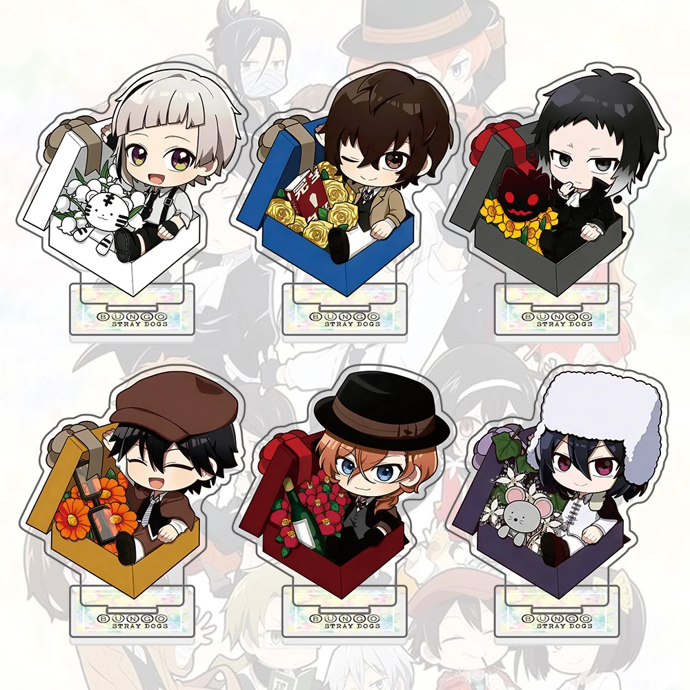 Bungo Stray Dogs Acrylic Stand & Keychain, Dazai Chuuya Akutagawa Figure, Flower Box Mini Standee, Anime Desktop Decor Gift