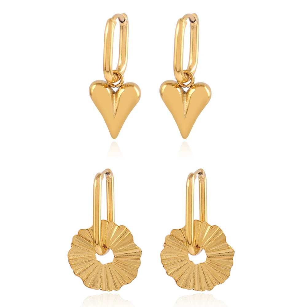 Женские серьги-кольца из нержавеющей стали 316L с подвесками