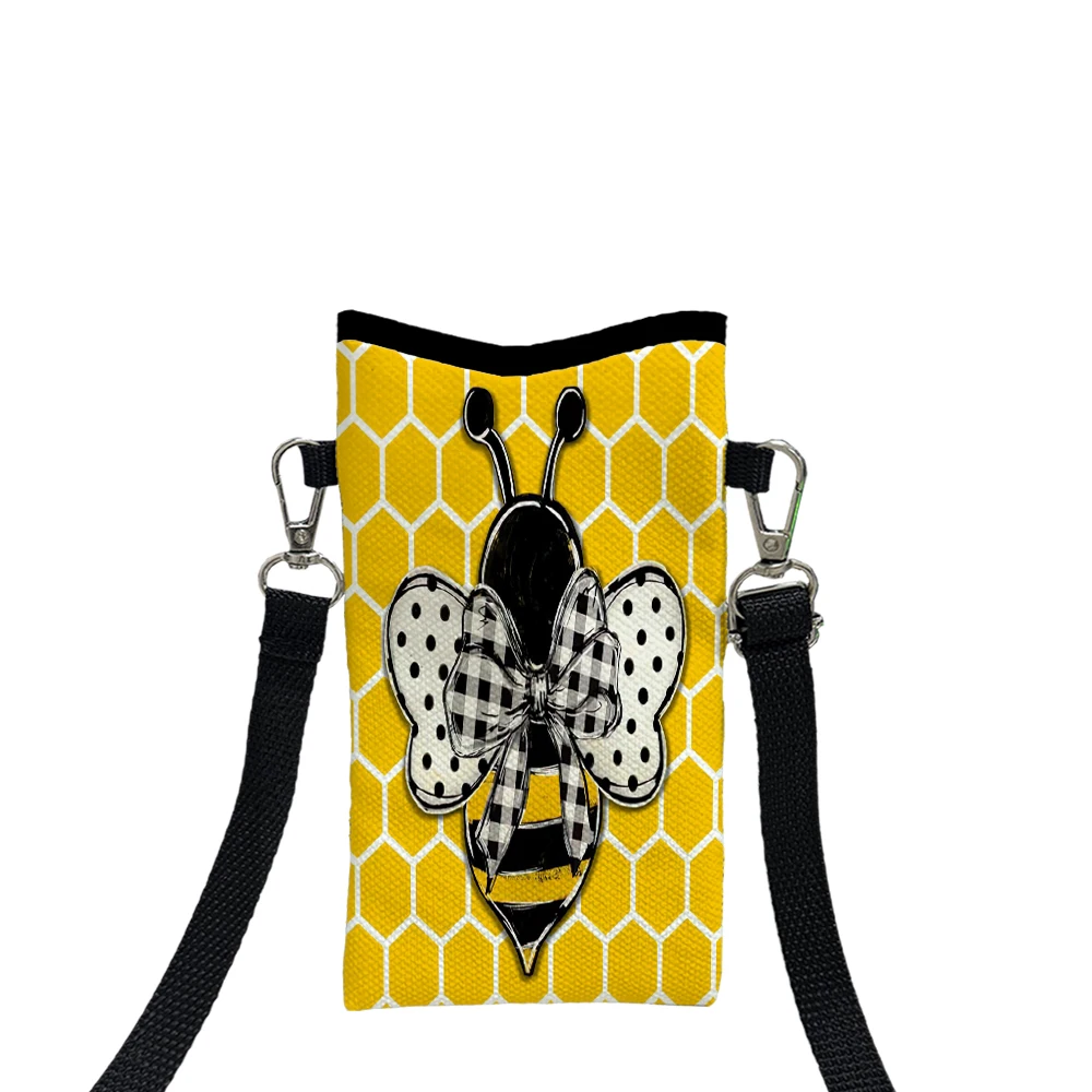 حقيبة كروس Happy Bee محفظة على الوجهين مع حزام كتف قابل للتعديل تصميم للجنسين للاستخدام اليومي محفظة الهاتف 5.18