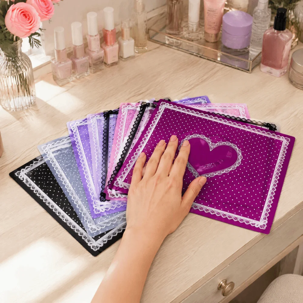 New Foldable Nail Art Mat Washable Anti-Slip Silicone Table Cover Lace Design Non-Slip Drainage Hand Pillow Pad Photo Background