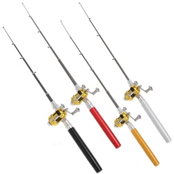 Portable Pocket Telescopic Mini Fishing Rod Pole Pen Shape Folded Fishing Rod With Reel Wheel For Outdoor River Lake Fishing