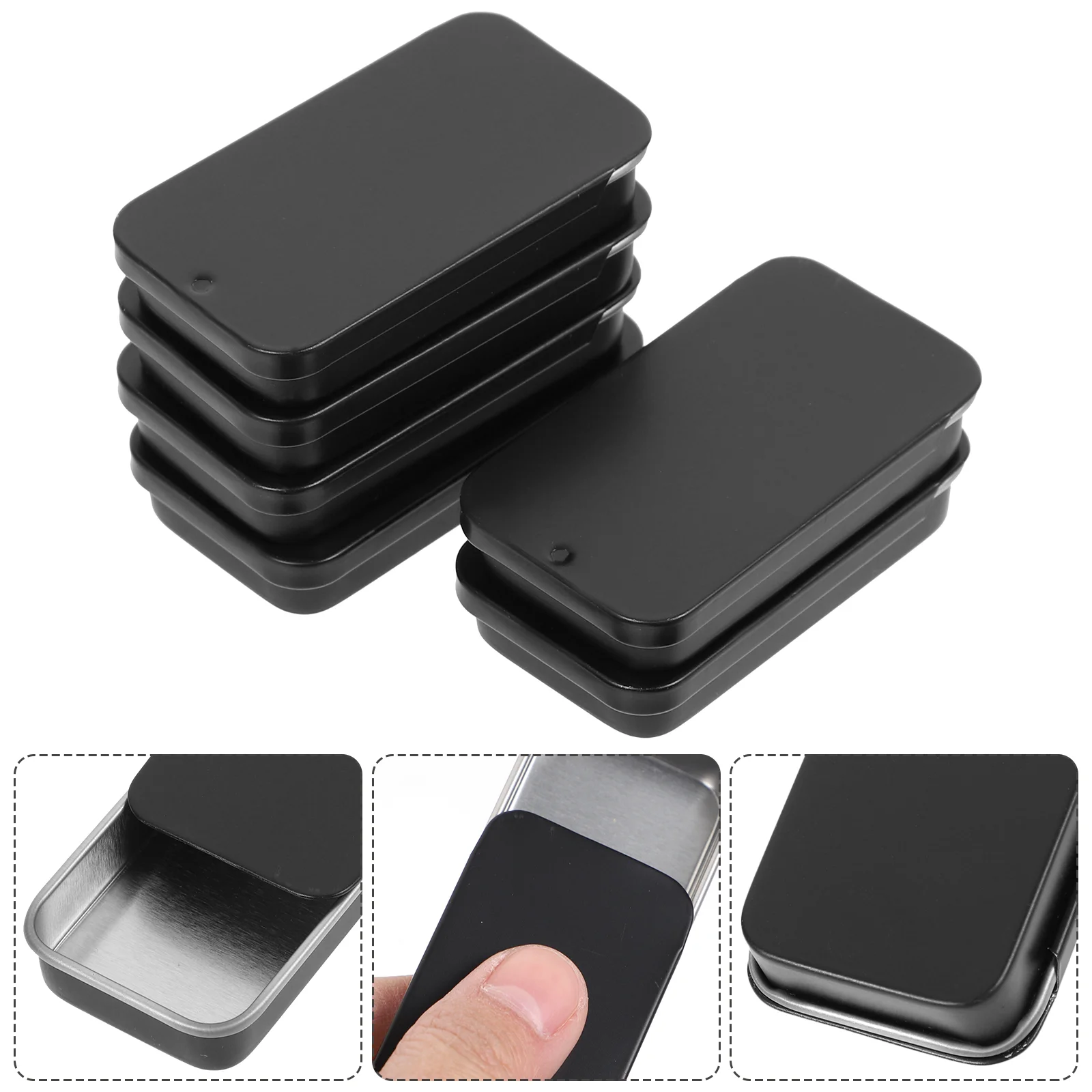 12 Pcs Slide Tin Box Iron Containers with Lids Portable Metal Multi-function Candy Boxes Small Balm Mini Organizer Tins Pocket