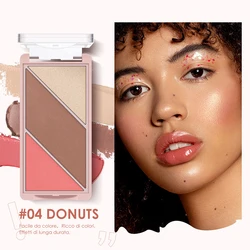 3-color palette, shadow, highlighter and blush in one, lightweight and long-lasting, conceals fine lines and imperfections