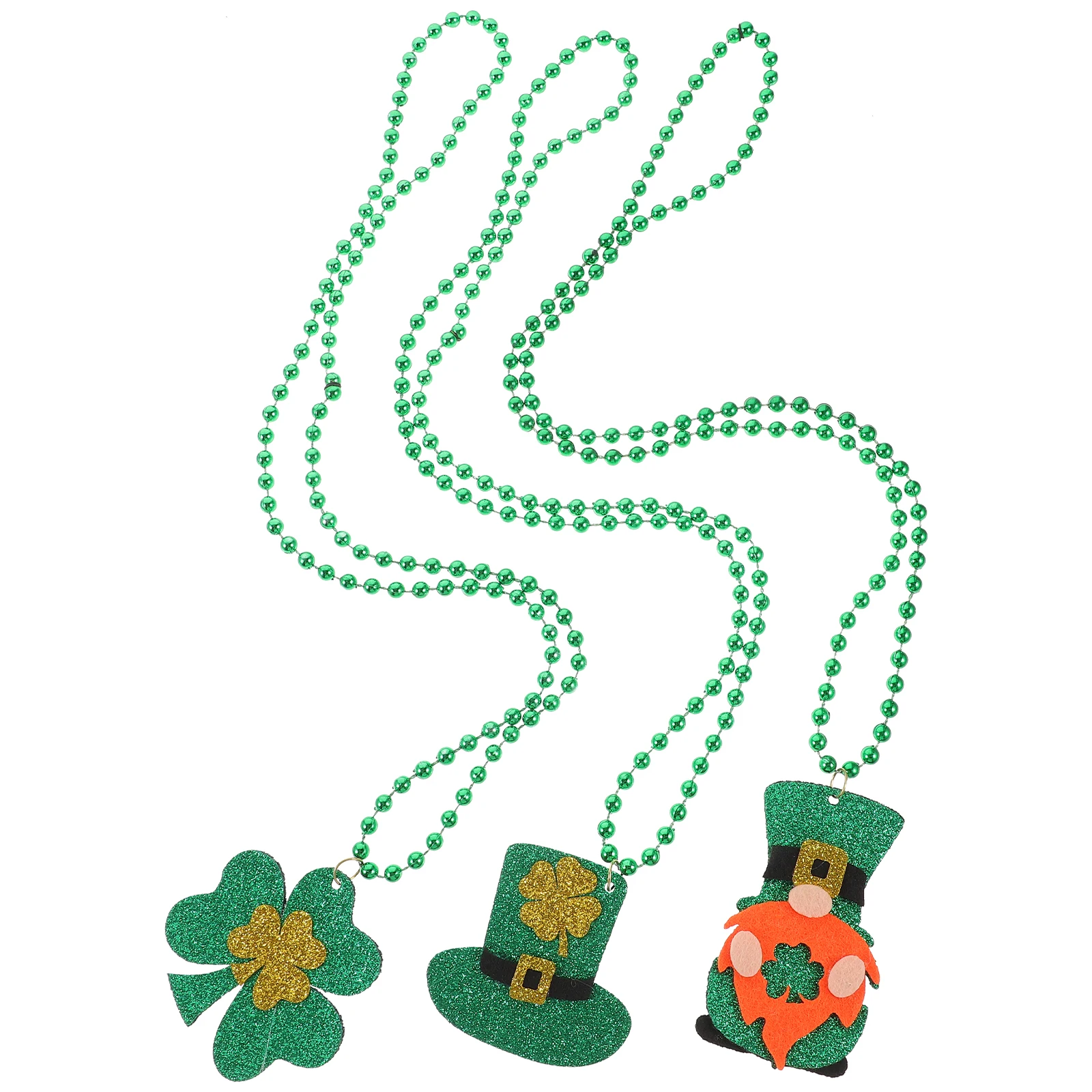 

Shamrock Hat Beads Patricks Day Accessories Green Felt Child Unique Pendant Necklace Festive Decor Shamrock
