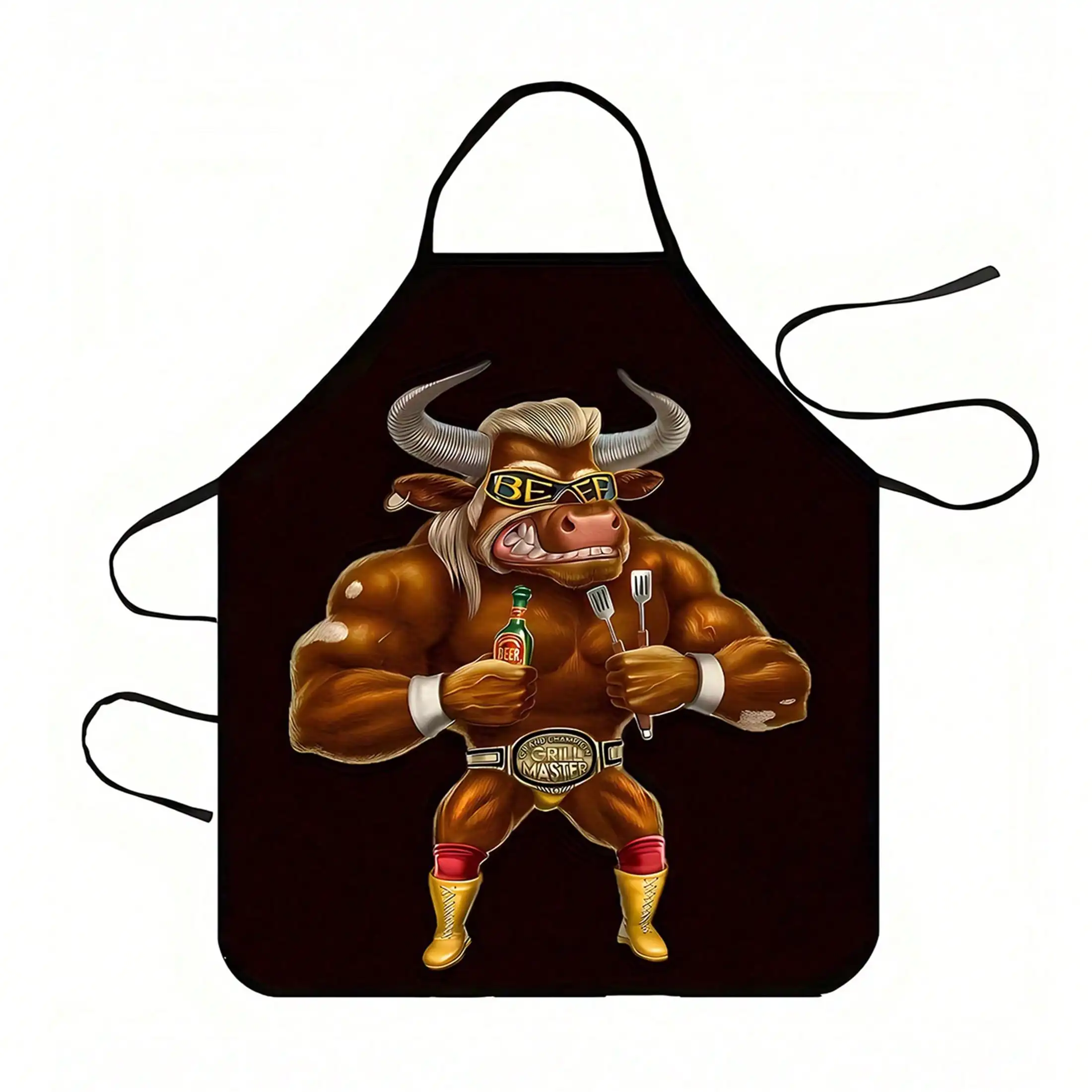 Funny Cat Apron, Artistic Fish Eye Cat Print Kitchen Bib, Novelty Cooking Gift for Cat Lovers, Unique Chef Apron