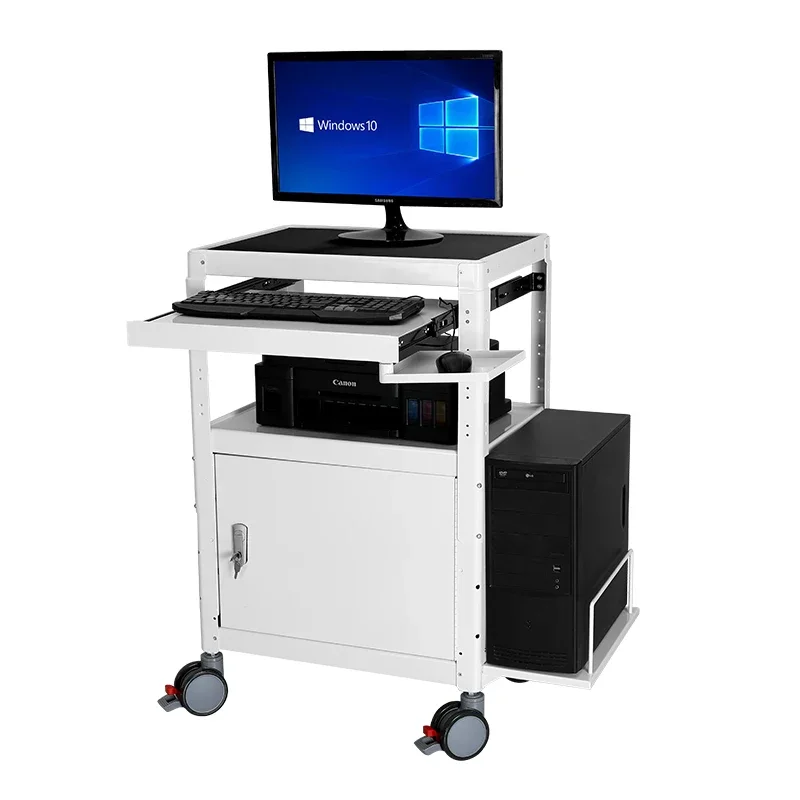 PB97-E mobile computer cart, medical laboratory multimedia instrument cart, computer equipment rack with monitor