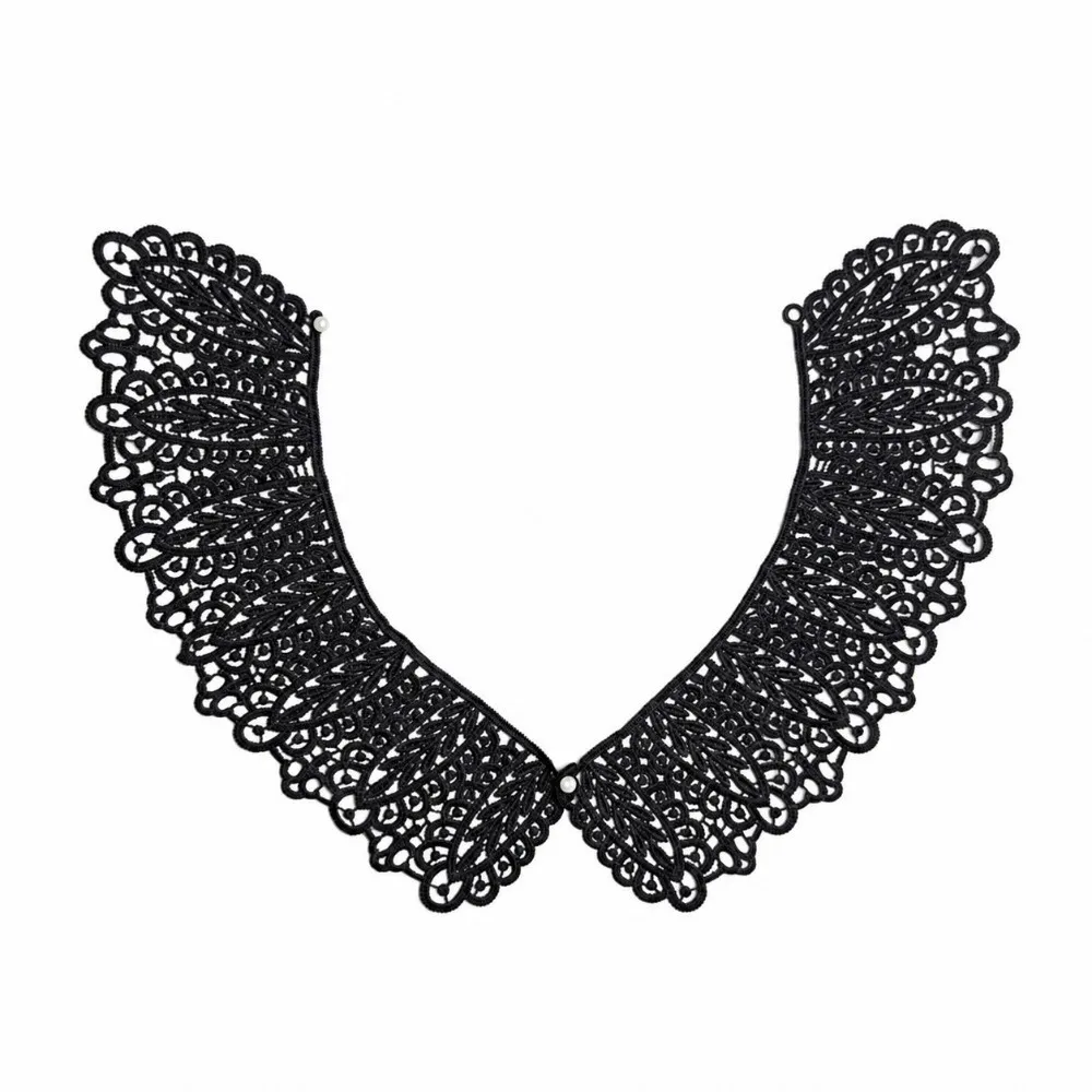Mini Pearl Button Detachable Lace Collar Lightweight Hollow Design Decorative Shawl Breathable Soft Material Decorative Collar