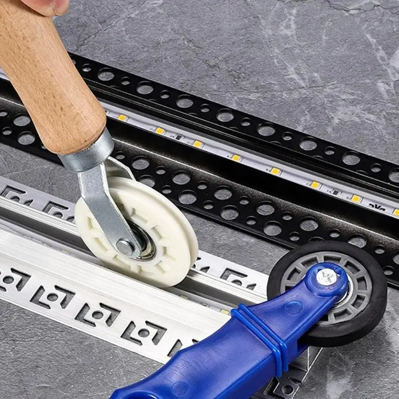 Công cụ màn hình E06B Màn hình cửa sổ Công cụ con lăn spline với tay cầm bằng gỗ Mesh Màn hình sửa chữa bánh xe cao su tay cầm