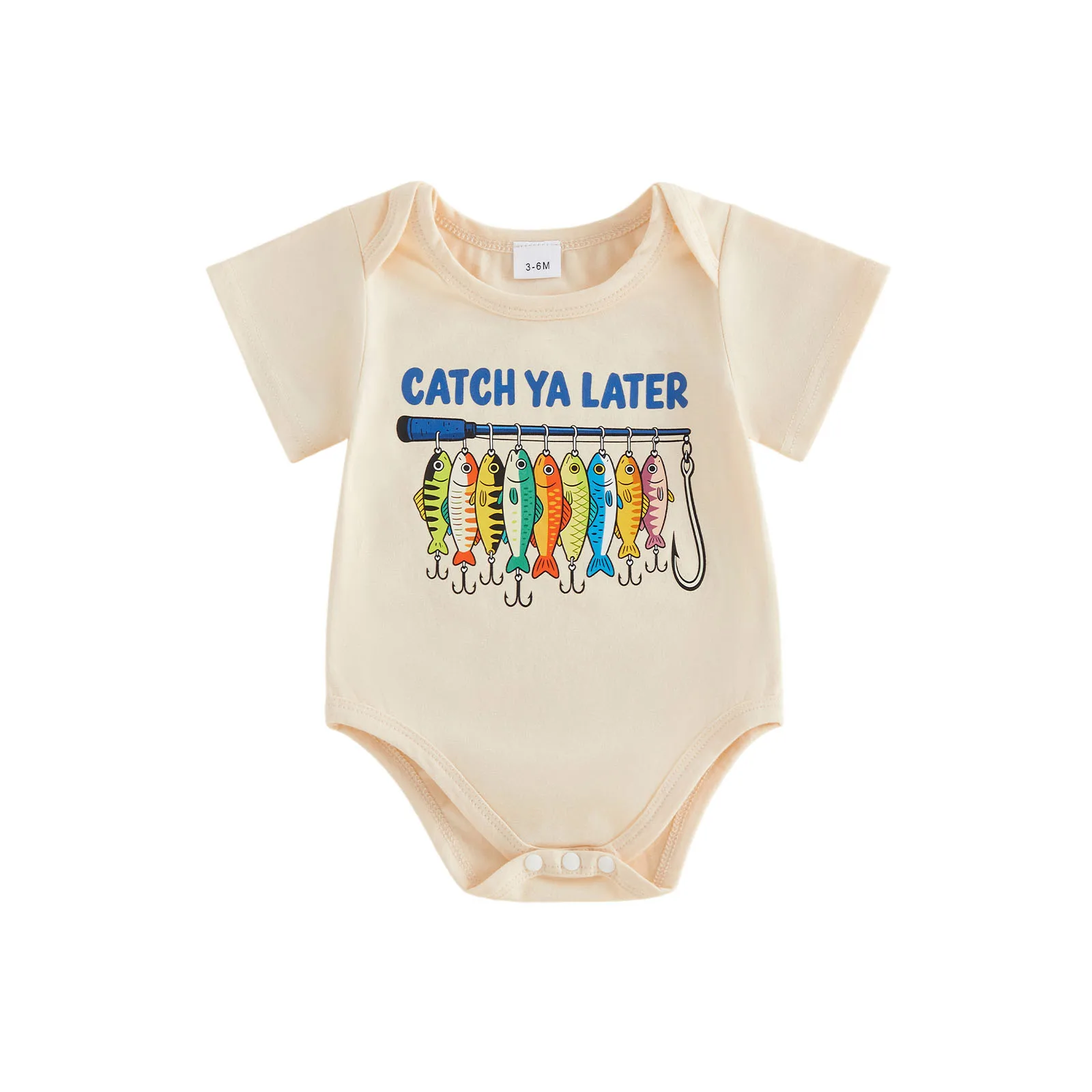 Baby Boy Romper Short Sleeve Crew Neck Fish Dog Dinosaur Tennis Racket Print Summer Bodysuit Clothes