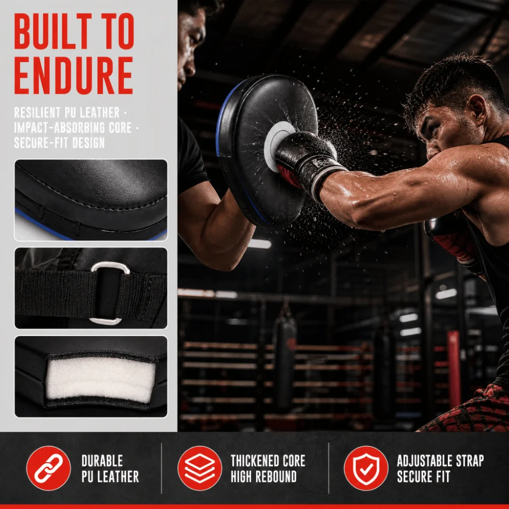 2pcs PU Leather Punching Mitts Curved Target Separate Fingers Boxing Hand Pads Adjustable Wrist Strap Handheld Training