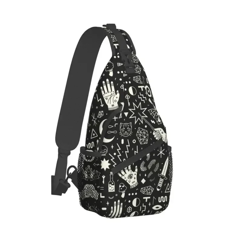 Personalized Halloween Witch Sling Bag Men Cool Occult Witchy Magic Shoulder Chest Crossbody Backpack Cycling Camping Daypack