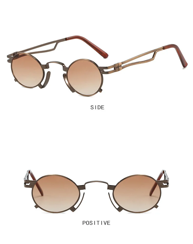 Punk Kleine Runde Sonnenbrille Frauen Retro Marke Designer Metall Rahmen Fashion Shades UV400 Sonnenbrille Weibliche Outdoor Brillen Männer – Detail 11