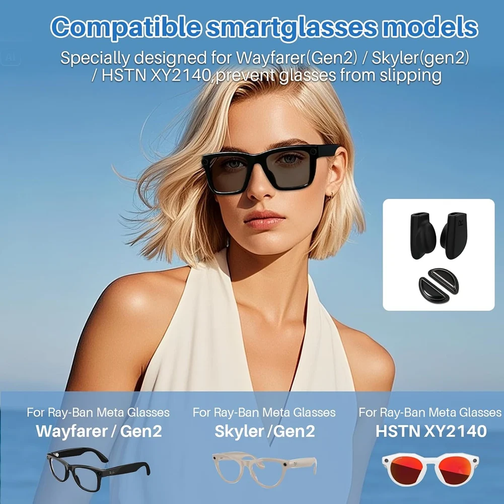 A95G Anti-Slip Set:1PAIR Ear Grips & 4 PAIR Nose Pads Compatible for Meta /Skyler/Headliner/Gen 2