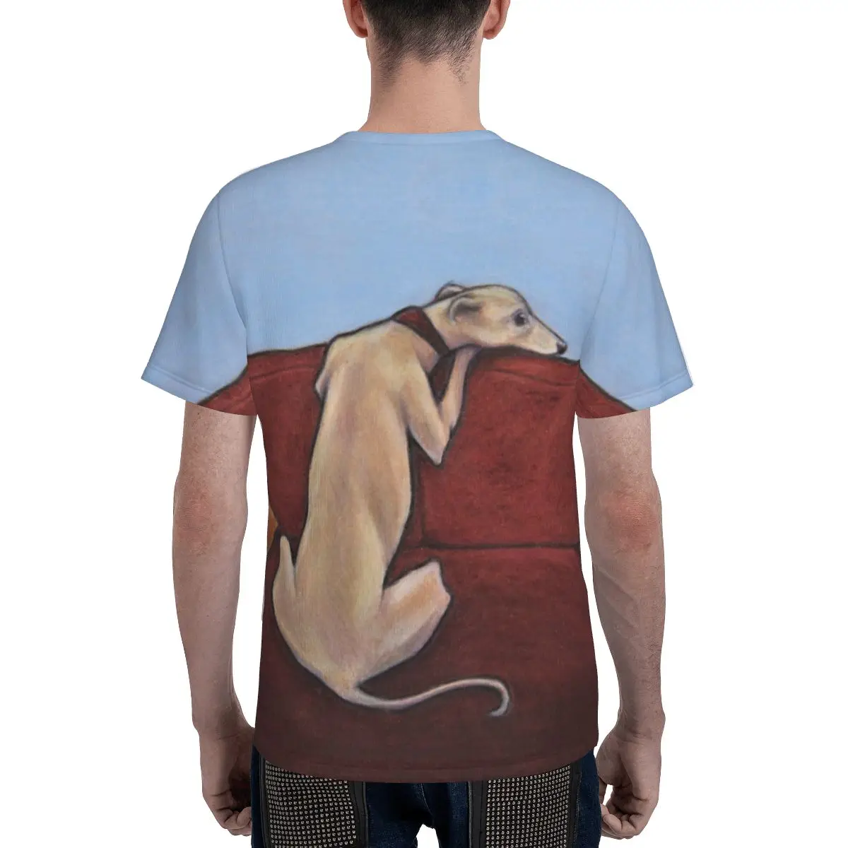 Whippet Waiting T Shirt Men All Over Print Tshirt Awesome Tees Short Sleeves Greyhound Hound Dog T-shirts Clothing Gift