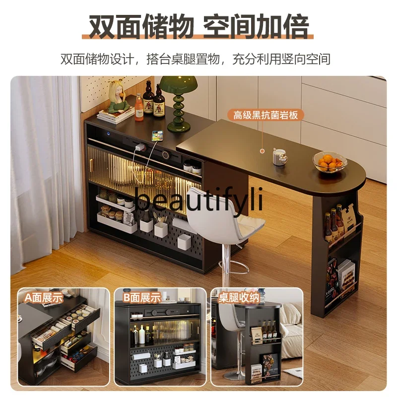 Living room multi-functional partition cabinet medieval small apartment bar counter cabinet table household