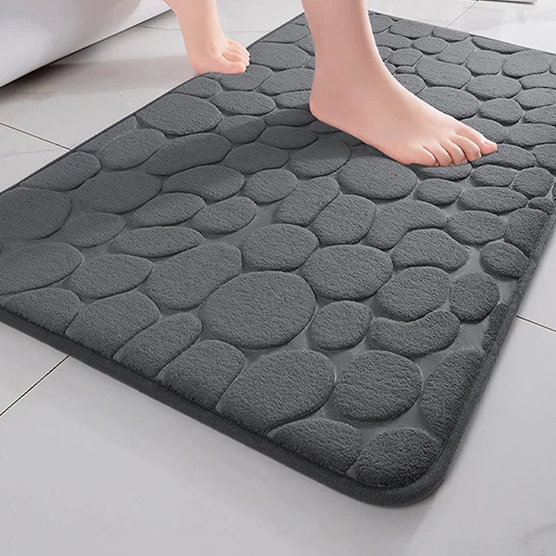 Home Cobblestone Embossed Door Carpet Door Mat Bathroom Simple Wind Absorbent Foot Mat Bathroom Non-slip Mat Floor Mat