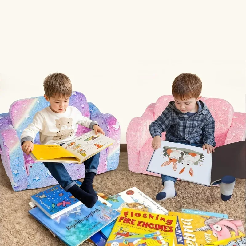 

MeMoreCool Kids Couch Fold Out, Flip Out Sofa Chair with Blanket, Foldable Toddler Couch for Girls Boys, Children Sofa