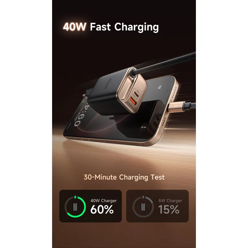 Maiduoduo 40W شاشة ديجيتال مدمجة GaN شاحن الهاتف المحمول دفتر شحن سريع شحن قياسي أوروبي وبريطاني