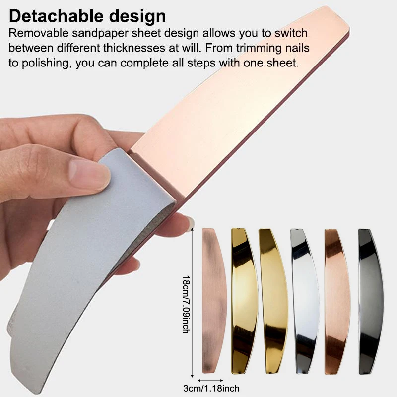 Professional Stainless Steel Nail File Base Half Moon Shape for 1 Time Disposable Pads Eco Friendly Salon and Home Manicure Tool