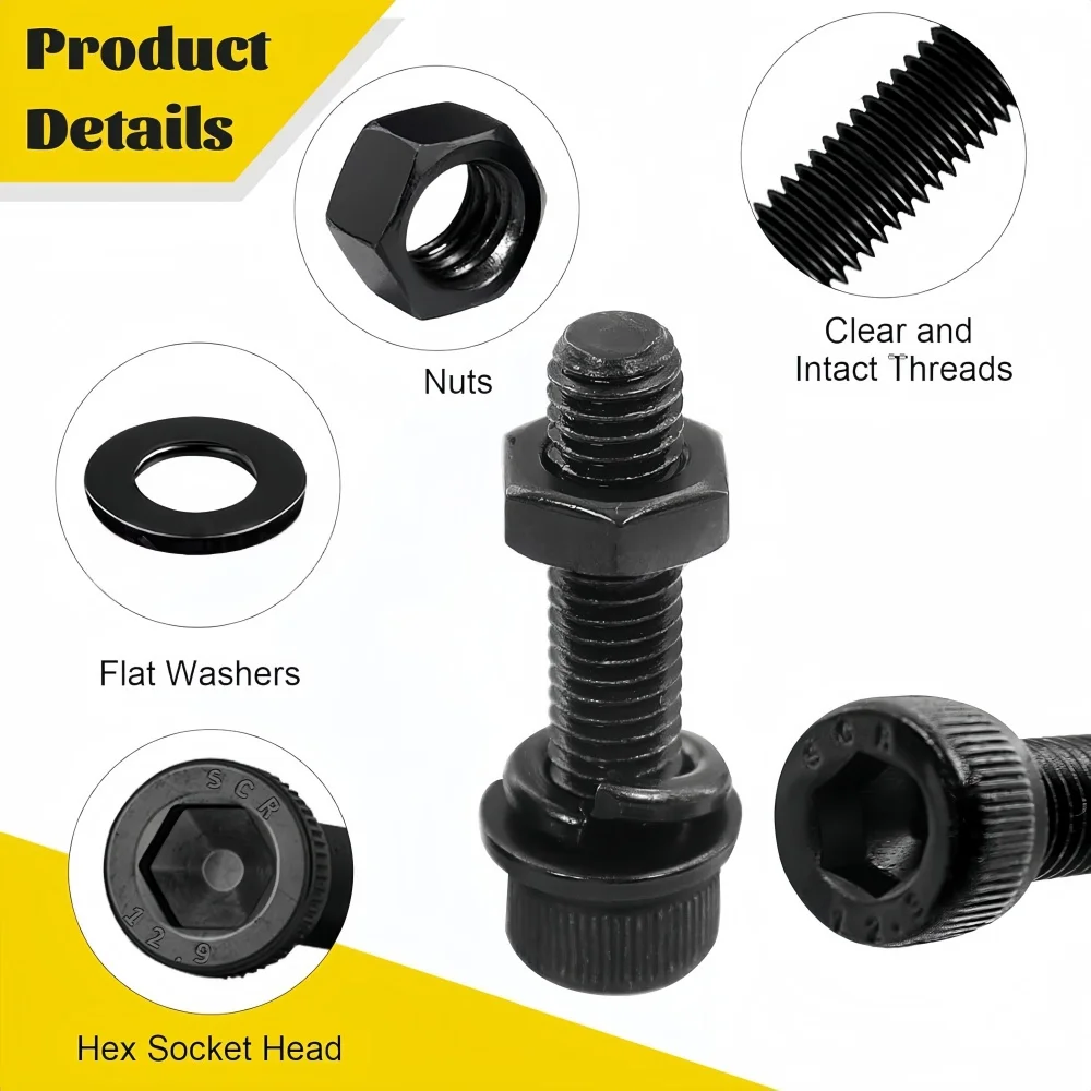 750PCS 3D Printer M3 Screws Assortment Kit, M3x6/8/10/12/16/20/25/30 mm Hex Socket Head Bolts, Nuts & Washers Assorted Set